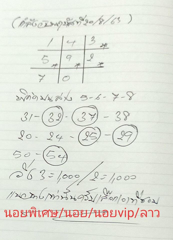 แนวทางหวยฮานอย 20/8/63 ชุดที่9