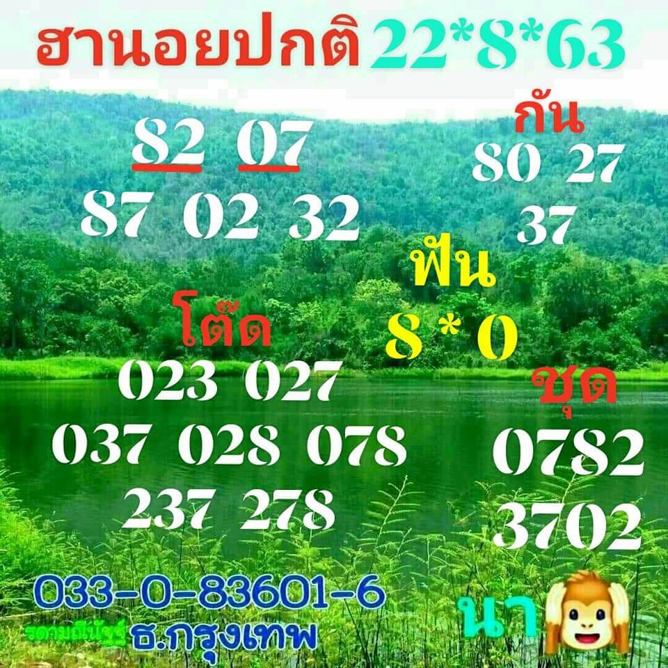 แนวทางหวยฮานอย 22/8/63 ชุดที่14