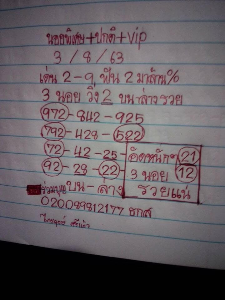 แนวทางหวยฮานอย 3/8/63 ชุดที่9
