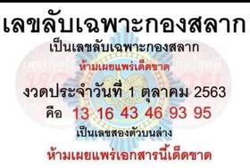 เลขลับเฉพาะกองสลาก 1/10/63