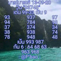 แนวทางหวยมาเลย์ 13/9/63 ชุดที่2