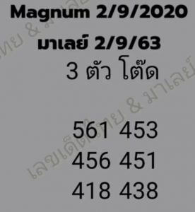 แนวทางหวยมาเลย์ 2/9/63 ชุดที่ 3