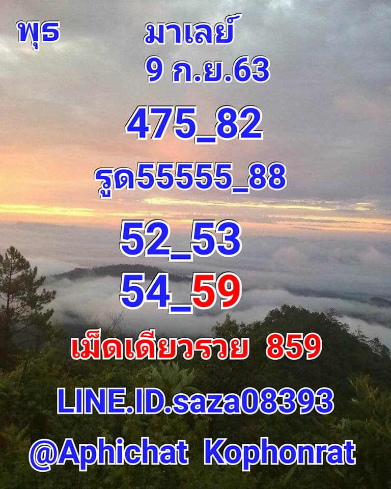 แนวทางหวยมาเลย์ 9/9/63 ชุดที่1