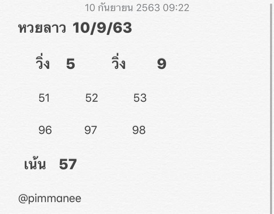 แนวทางหวยลาว 10/9/63 ชุดที่4