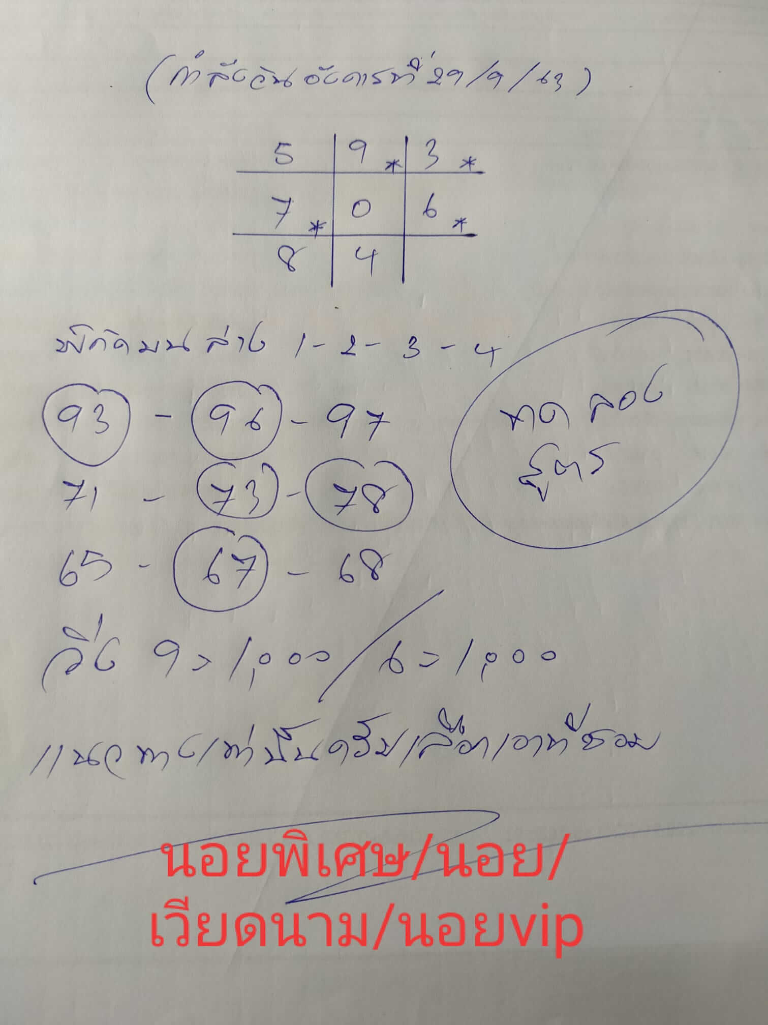 แนวทางหวยฮานอย 29/9/63 ชุดที่9