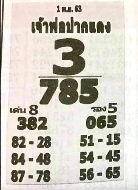หวยเจ้าพ่อปากแดง 1/11/63