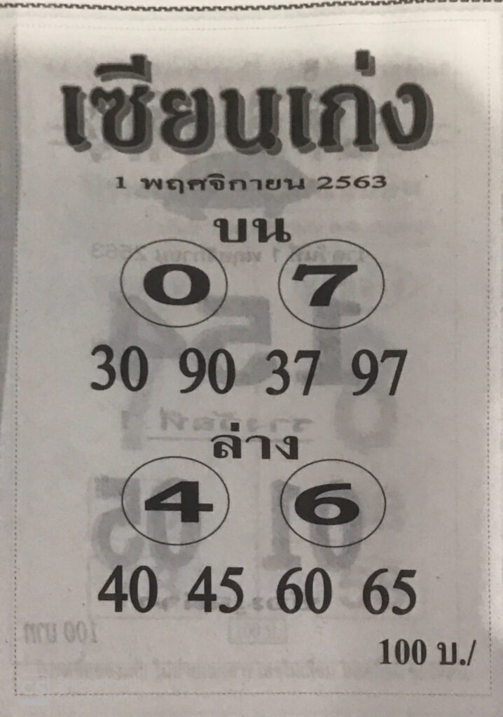 หวยเซียนเก่ง 1/11/63