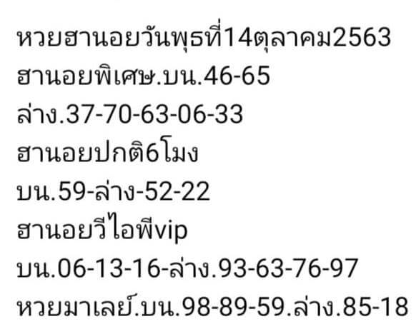 แนวทางหวยมาเลย์ 14/10/63 ชุดที่8