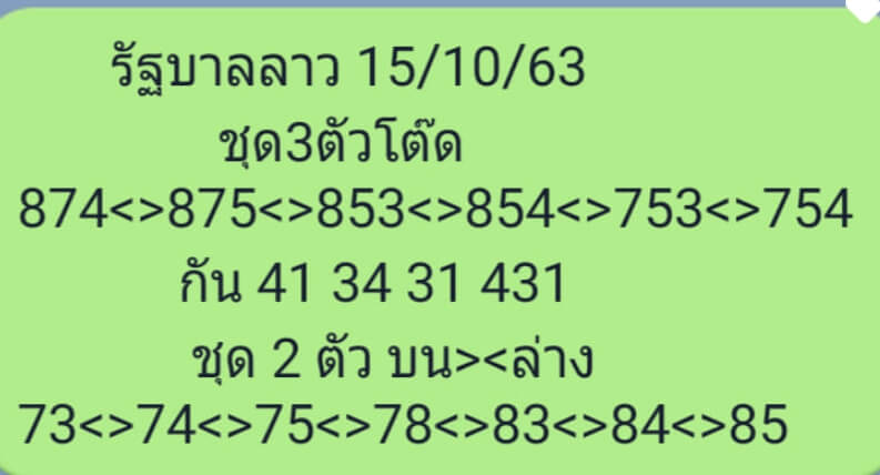 แนวทางหวยลาว 15/10/63 ชุดที่6