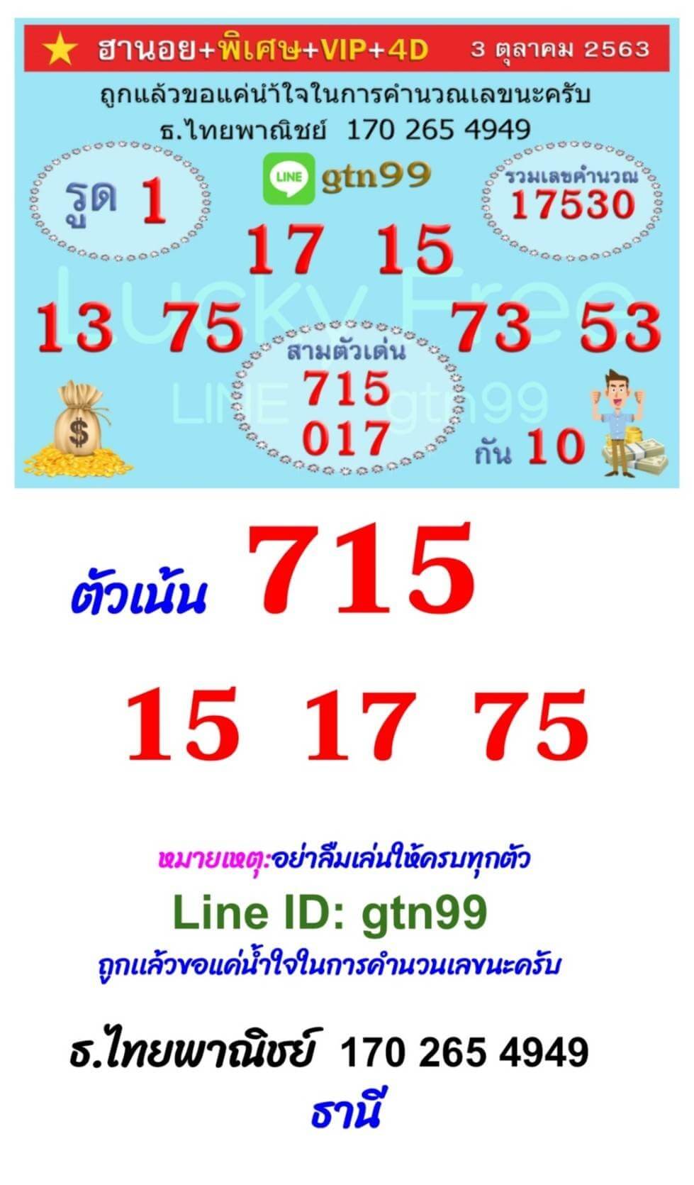 แนวทางหวยฮานอย 3/10/63 ชุดที่2