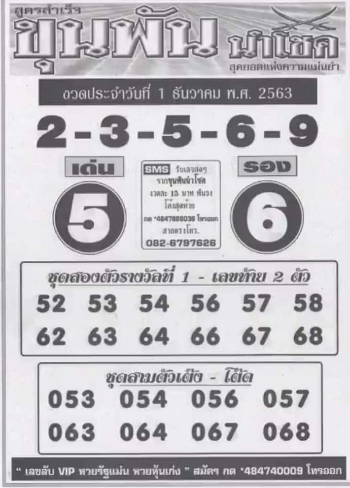 หวยขุนพันนำโชค 1/12/63