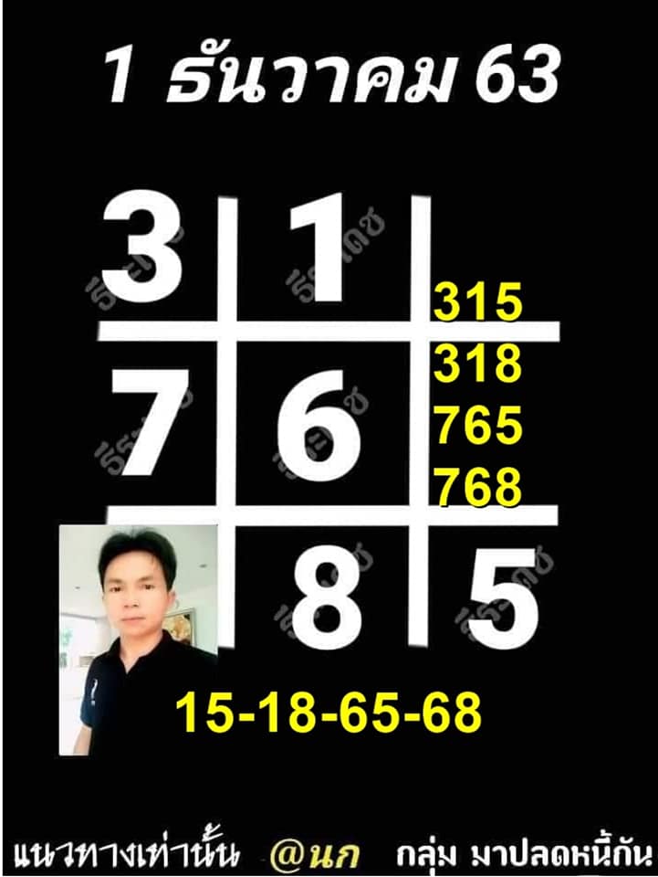 หวยตารางดำ 1/12/63