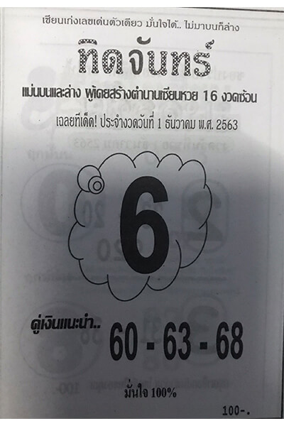 หวยทิดจันทร์ 1/12/63