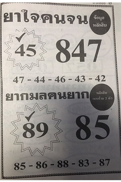 หวยยาใจคนจน 1/12/63