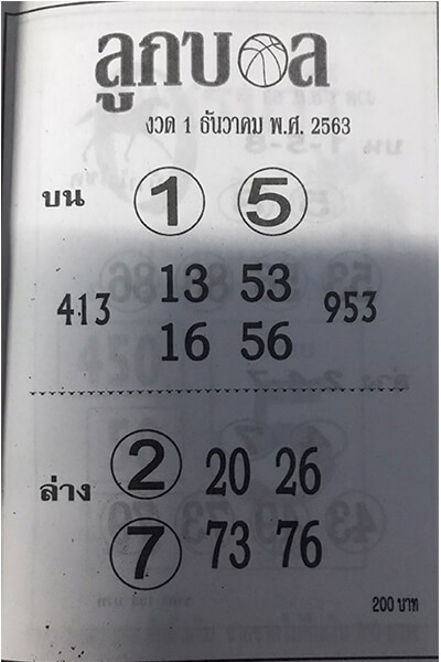 หวยลูกบอล 1/12/63