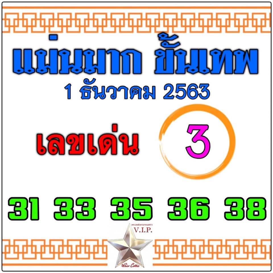 หวยแม่นมาก ขั้นเทพ 1/12/63
