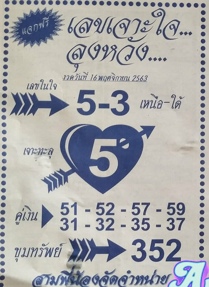 เลขเจาะใจลุงหวัง 16/11/63