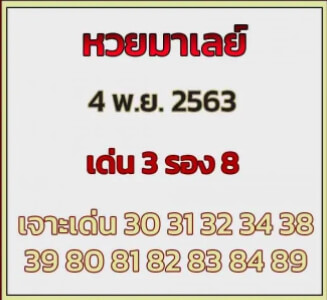 แนวทางหวยมาเลย์ 4/11/63 ชุดที่ 14