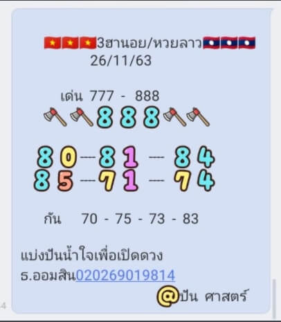 แนวทางหวยลาว 26/11/63 ชุดที่3