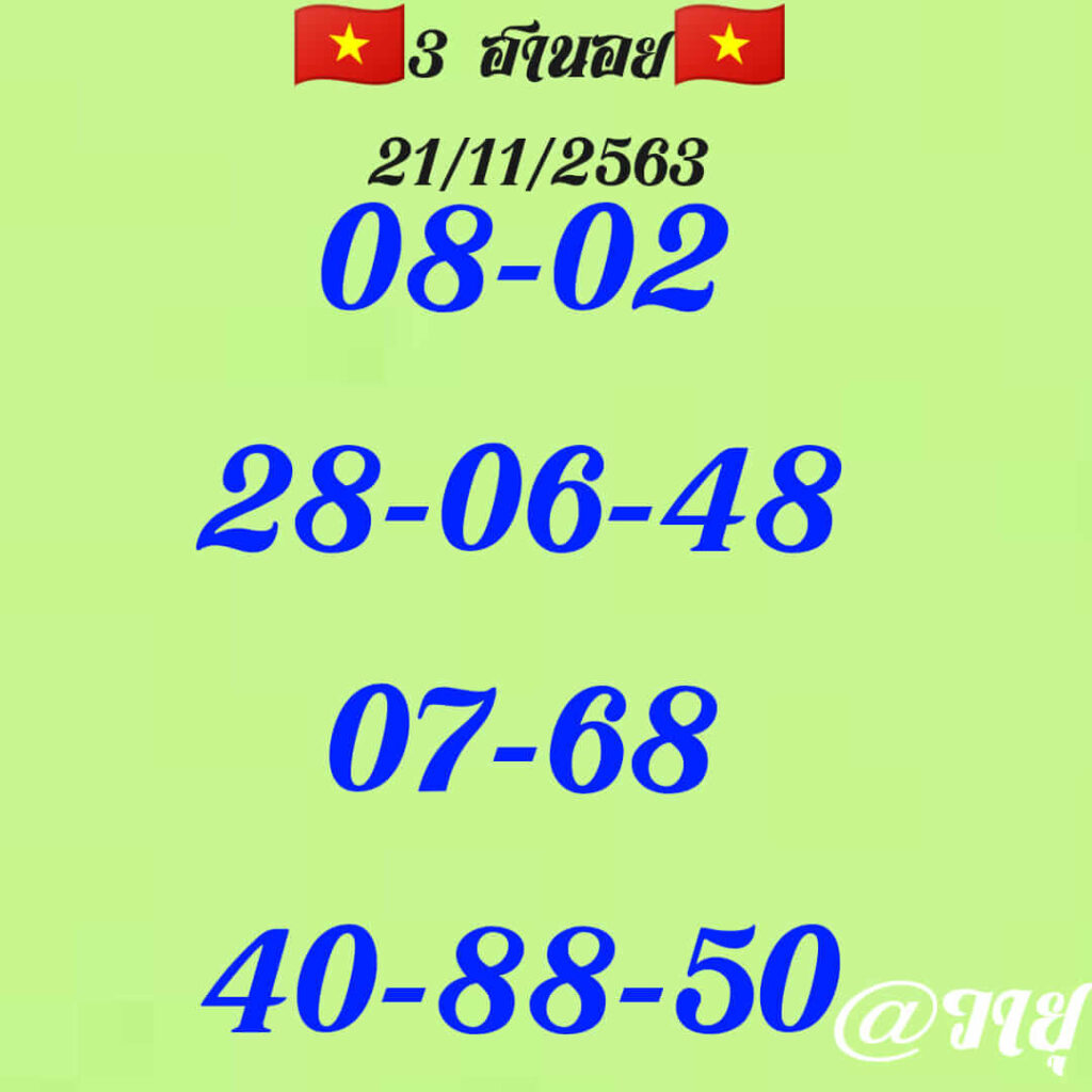 แนวทางหวยฮานอย 21/11/63 ชุดที่4