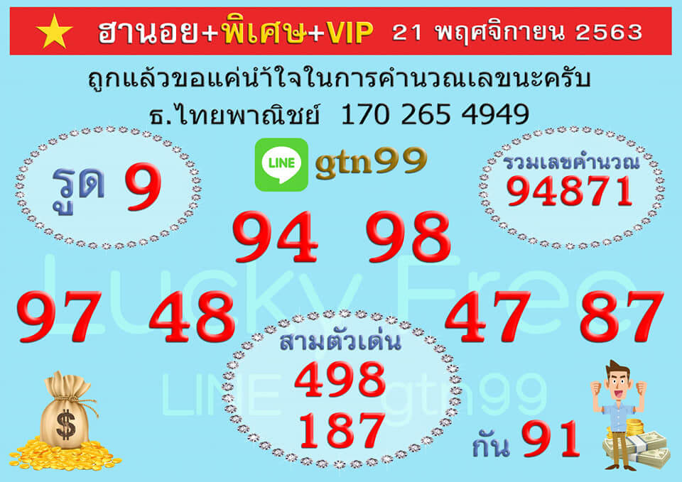 แนวทางหวยฮานอย 21/11/63 ชุดที่6