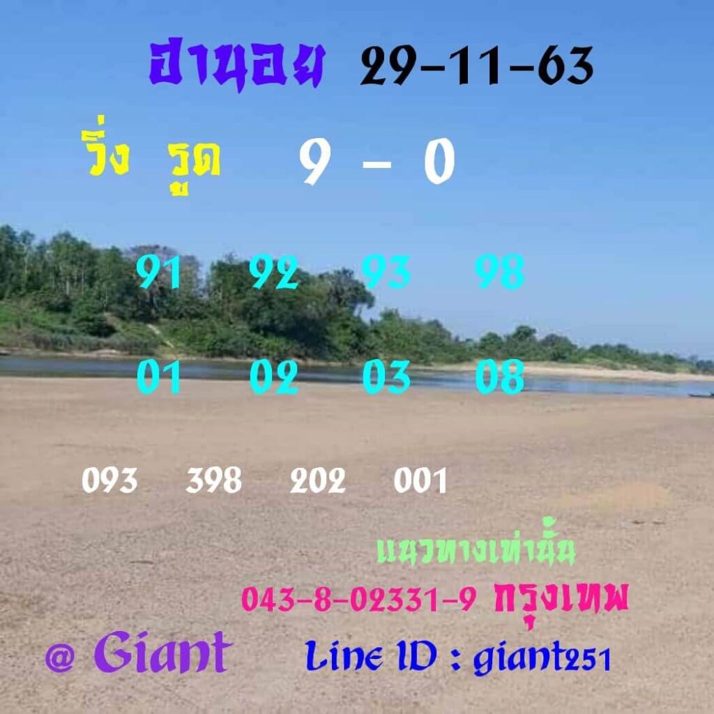 แนวทางหวยฮานอย 29/11/63 ชุดที่3