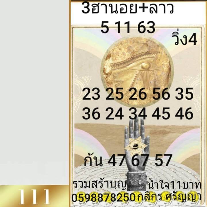 แนวทางหวยฮานอย 5/11/63 ชุดที่1