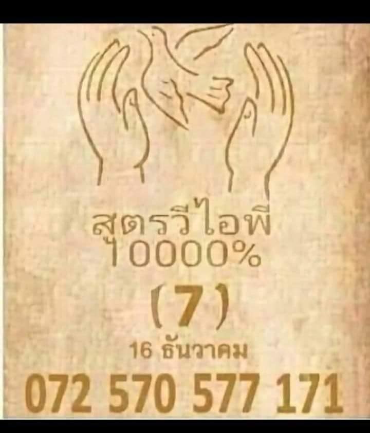 หวยสูตรวีไอพี 16/12/63