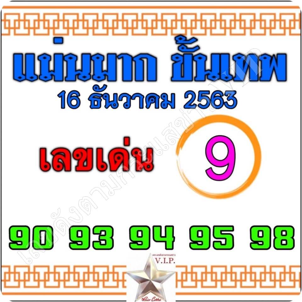 หวยแม่นมาก ขั้นเทพ 16/12/63