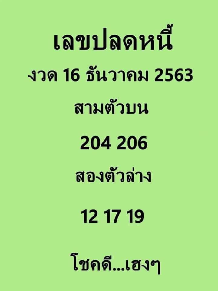 เลขปลดหนี้ 16/12/63