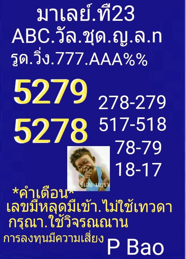 แนวทางหวยมาเลย์ 23/12/63 ชุดที่2