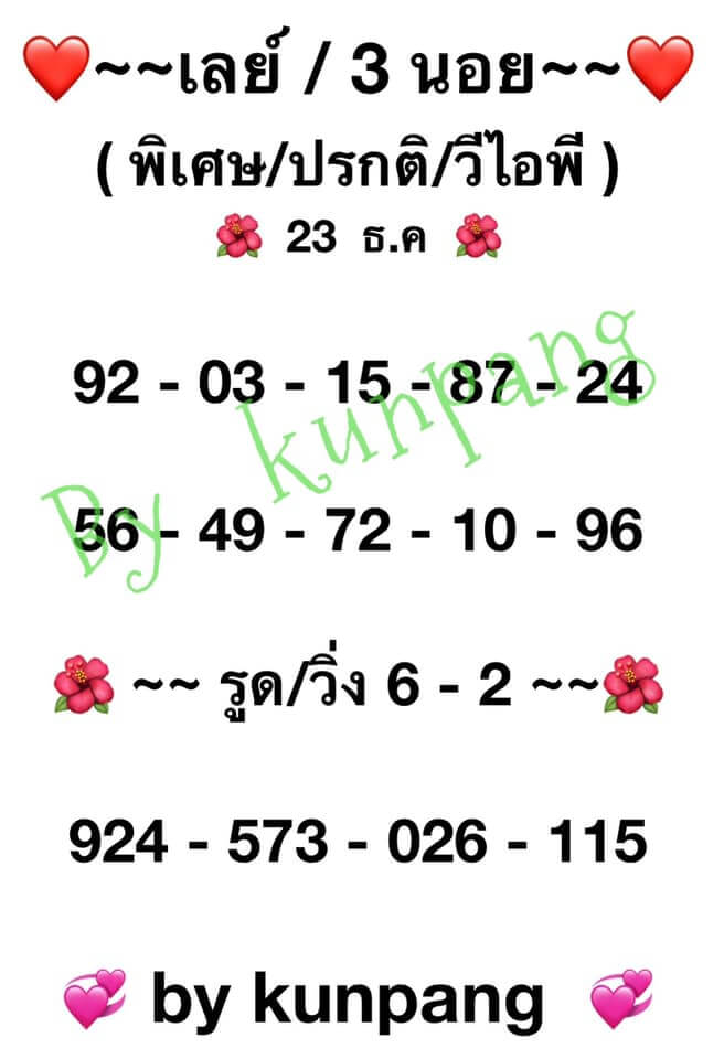 แนวทางหวยมาเลย์ 23/12/63 ชุดที่5