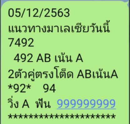 แนวทางหวยมาเลย์ 5/12/63 ชุดที่6