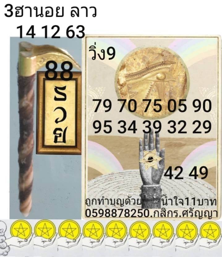 แนวทางหวยลาว 14/12/63 ชุดที่10