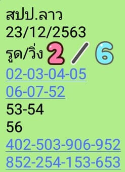 แนวทางหวยลาว 23/12/63 ชุดที่4