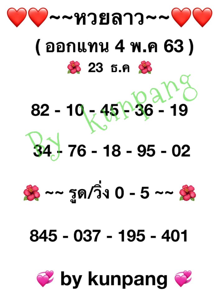 แนวทางหวยลาว 23/12/63 ชุดที่7