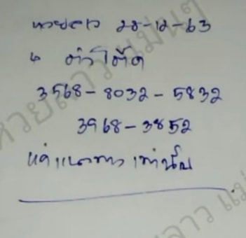 แนวทางหวยลาว 28/12/63 ชุดที่18