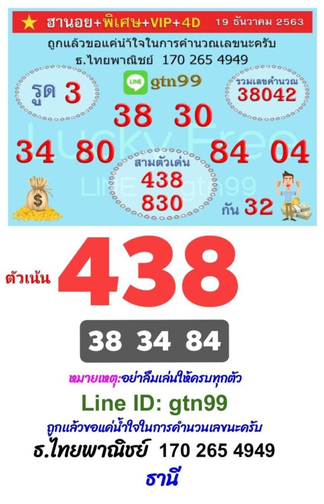 แนวทางหวยฮานอย 19/12/63 ชุดที่1