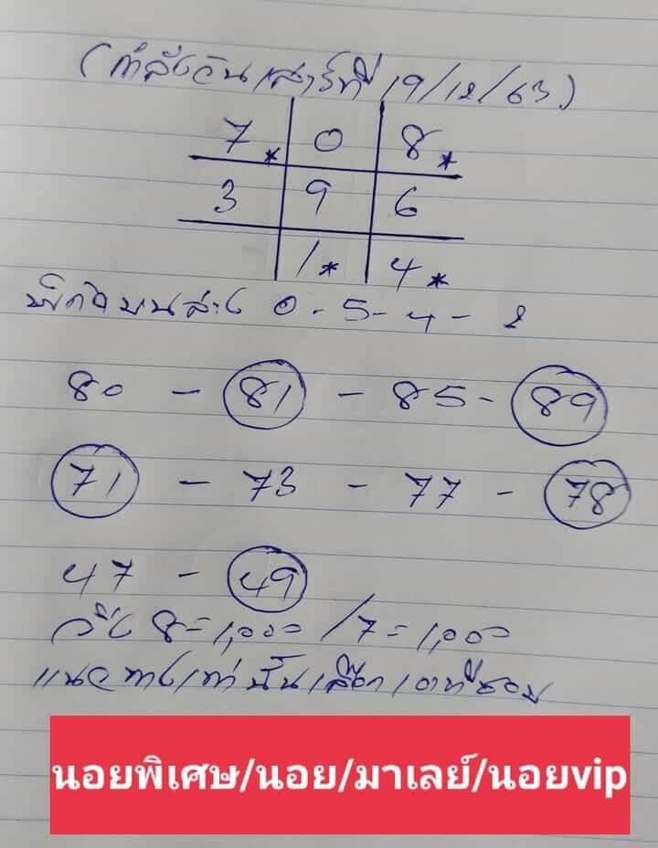 แนวทางหวยฮานอย 19/12/63 ชุดที่5