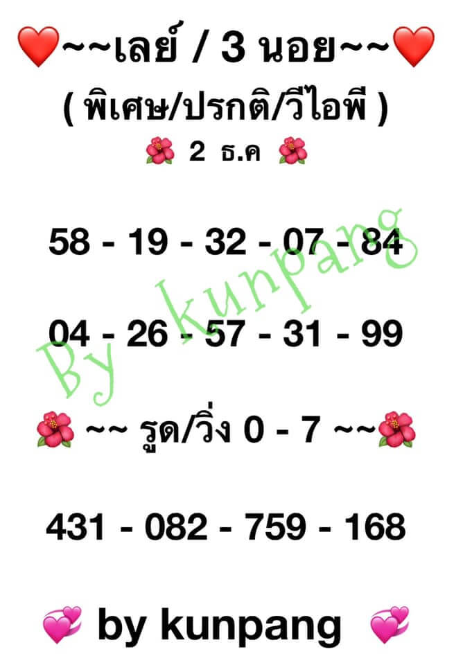 แนวทางหวยฮานอย 2/12/63 ชุดที่14