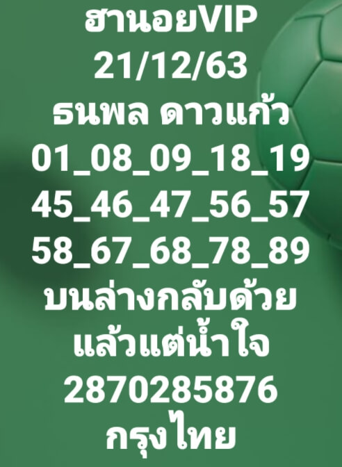 แนวทางหวยฮานอย 21/12/63 ชุดที่ 2