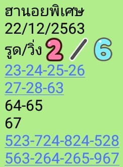 แนวทางหวยฮานอย 22/12/63 ชุดที่6