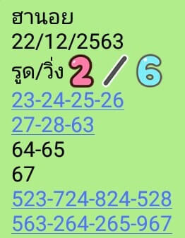 แนวทางหวยฮานอย 22/12/63 ชุดที่7