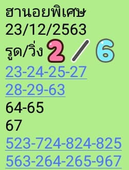 แนวทางหวยฮานอย 23/12/63 ชุดที่10