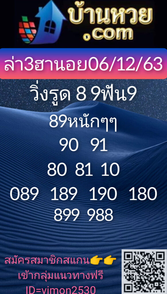 แนวทางหวยฮานอย 6/12/63 ชุดที่3