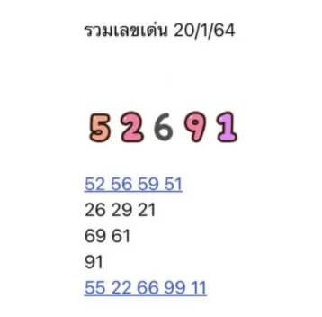 แนวทางหวยมาเลย์ 20/1/64 ชุดที่3