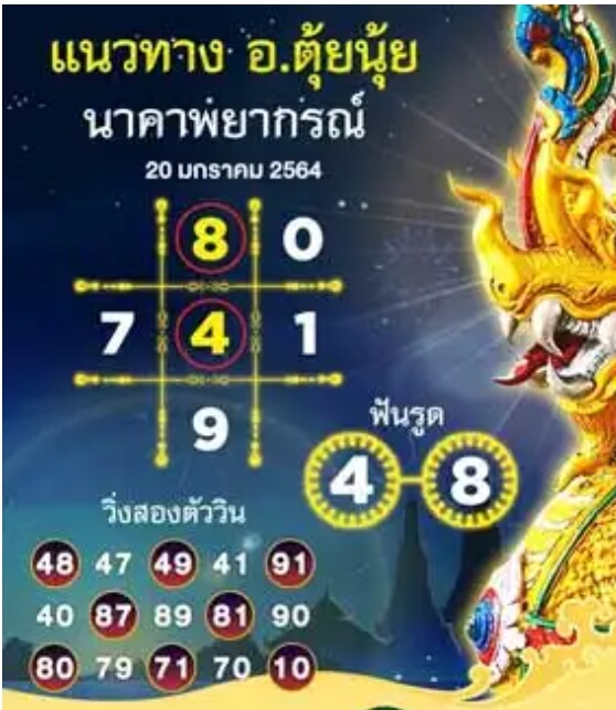 แนวทางหวยมาเลย์ 20/1/64 ชุดที่9