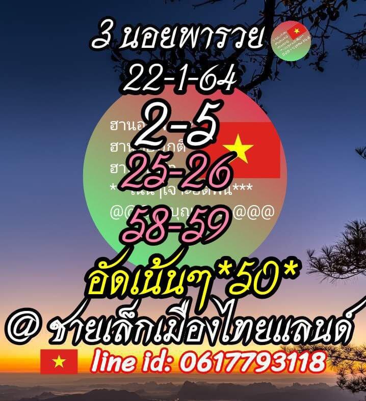 แนวทางหวยฮานอย 22/1/64 ชุดที่3