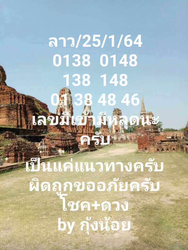 หวยลาววันนี้ 25/1/64 ชุดที่14