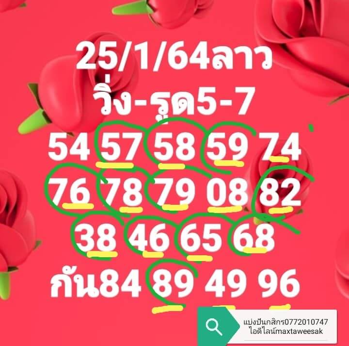 หวยลาววันนี้ 25/1/64 ชุดที่4